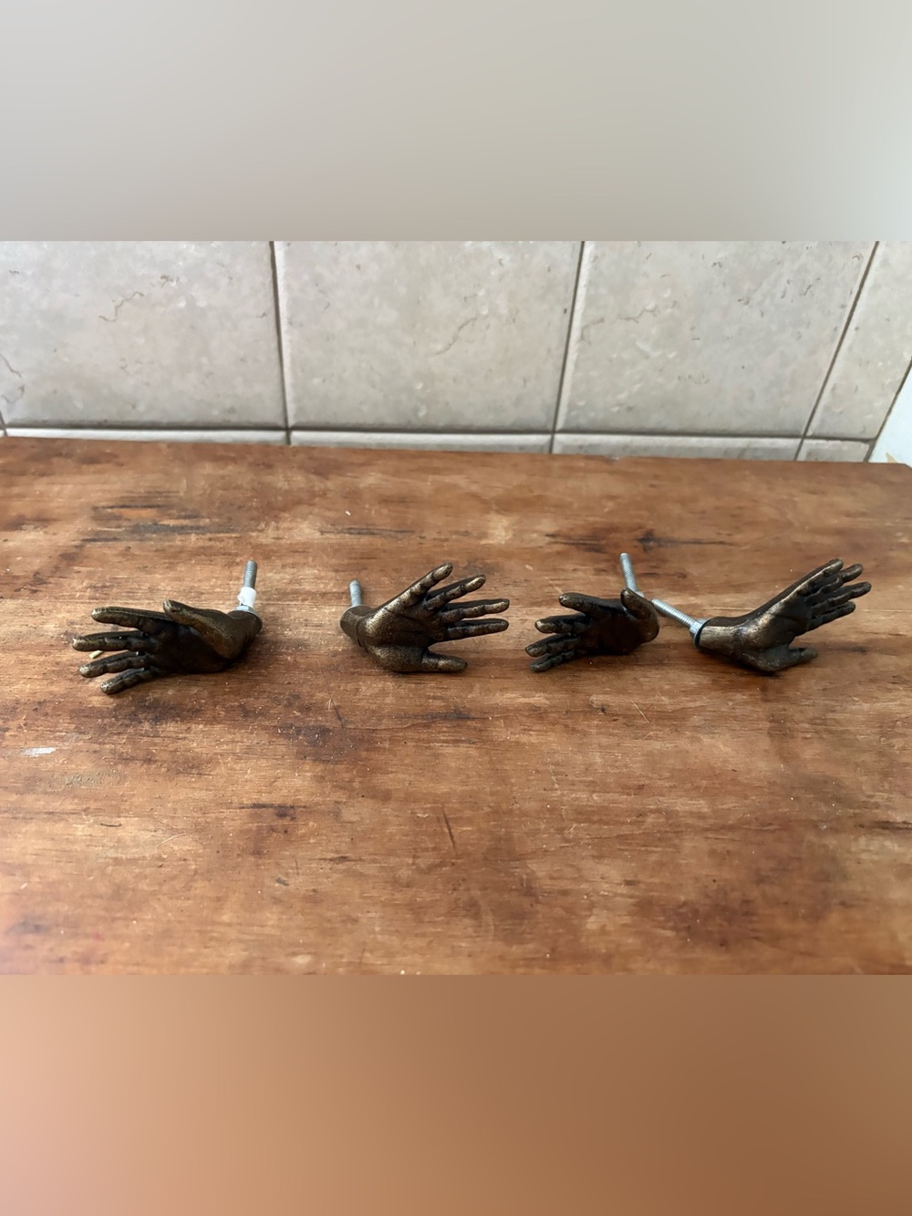 Set of 4 Brass Hand Drawer Pulls